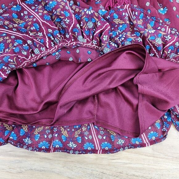 🍑AUW Burgundy Floral Estilo 3/4 Sleeve Dress XLarge - Picture 10 of 12